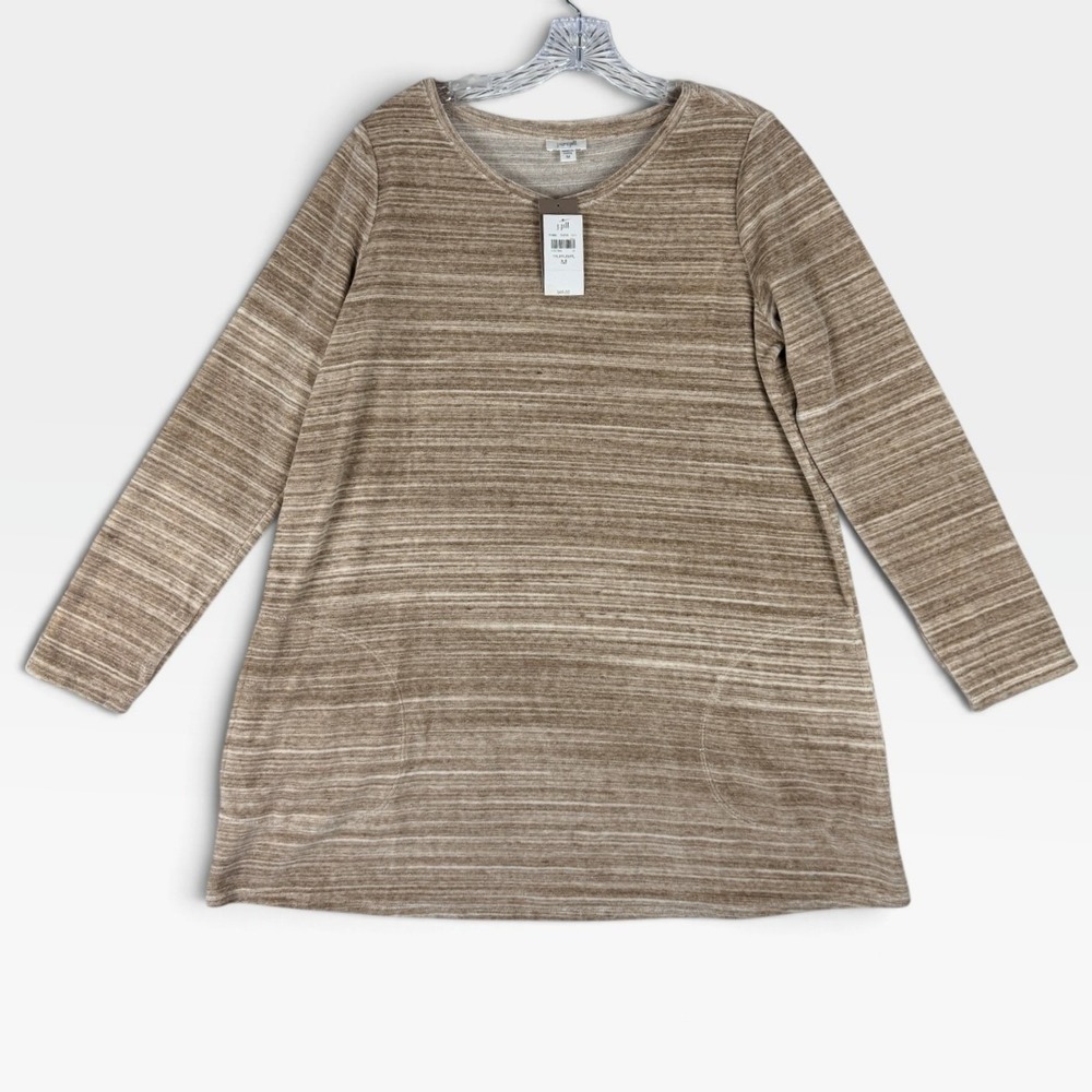 J. Jill Pure Jill Tunic Top Womens Size M Truffle Marl Knit Pockets NWT